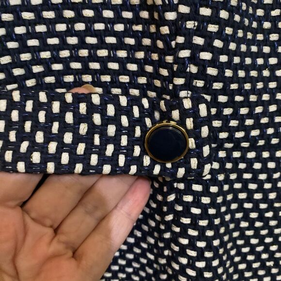 Shoshanna Women’s Angela Shift Navy White Metallic Tweed Dress Classic Size 0 - Picture 13 of 16